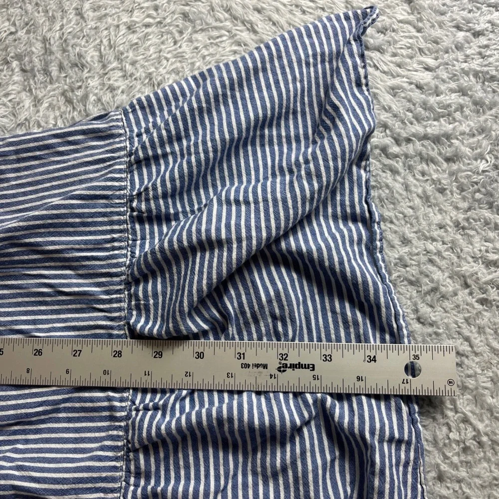 Old Navy Girls Blue White Striped Tiered Maxi Dress Size L 10-12 Cotton Rayon